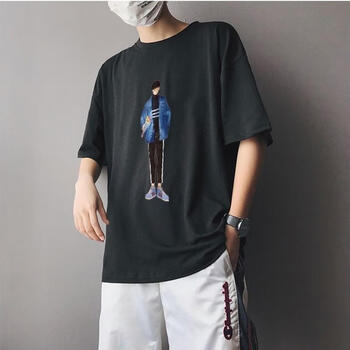 卓唯一特 短袖 男士T恤 黑色（鮮花男孩） 
