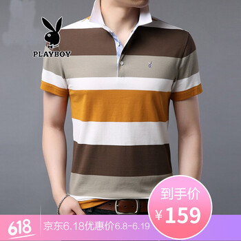 花花公子（PLAYBOY ESTABLISHED 1953） 短袖 男士T恤 駝色7708 