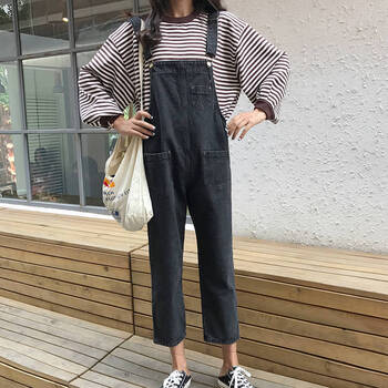 高腰牛仔背帶褲，微胖女生的福音