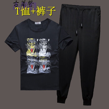 古萊登（GODLIKE） 短袖 男士T恤 四虎黑+皮繩褲 