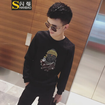 閃爆（SHANBAO） 長袖 男士T恤 8811黑色 S，XL，L，M，XXXL，XXL