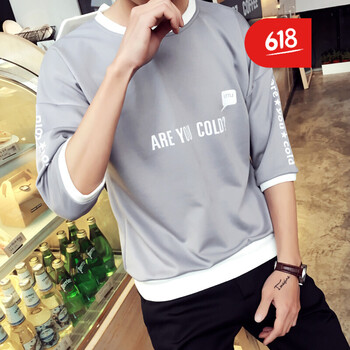 嘉曄（JIAYE） 長(cháng)袖 男士T恤 七分袖短袖T01英文灰色 