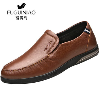 富貴鳥男士棕色 加絨皮鞋 38