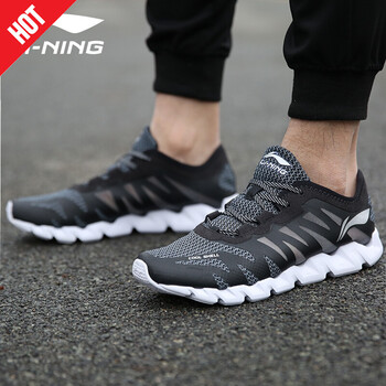 李寧（LI-NING）跑步鞋網(wǎng)面-黑/白 