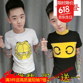 古萊登（GODLIKE） 短袖 男士T恤 胸前貓白+拼G黑 