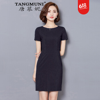 唐慕妮（TANGMUNI） 條紋 條紋，拼接，拉鏈 連衣裙