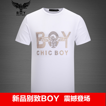 CHIC BOY 短袖 男士T恤 燙鉆白色 
