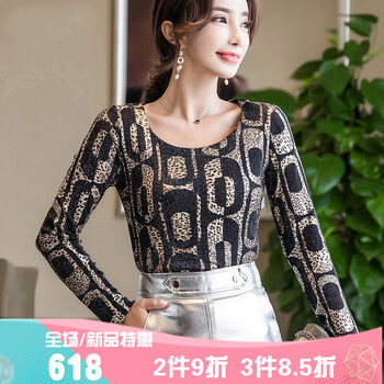 低領(lǐng)紗t豹紋