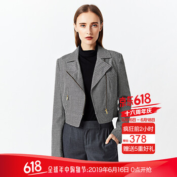 PORTS 西裝領(lǐng) 長(zhǎng)袖 女 短外套 不對(duì)稱，拉鏈