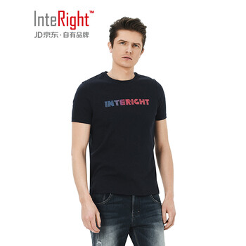 INTERIGHT 短袖 男士T恤 黑色 XL，L，XXL，M