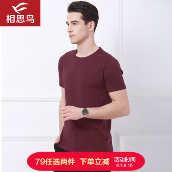 相思鳥(niǎo)（xiangsiniao） 短袖 男士T恤 圓領(lǐng)款R5酒紅色 