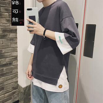 路可熊 短袖 男士T恤 深灰色 