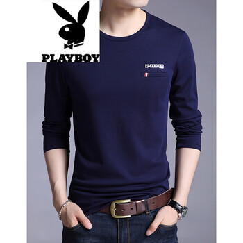 花花公子（PLAYBOY） 長(zhǎng)袖 男士T恤 HHQLM9824藏青色 