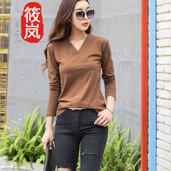 筱嵐（XIAOLAN） 拼接 短袖 T恤 女 V領(lǐng)