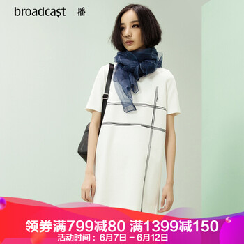播（broadcast） 手繪 印花 連衣裙