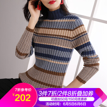 條紋高領羊毛衫