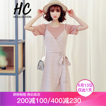 Hcollection 格子 背帶，綁帶 連衣裙