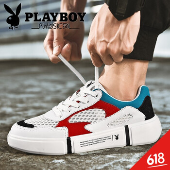 花花公子（PLAYBOY）男士CX39513W透氣網(wǎng)面款-紅藍 