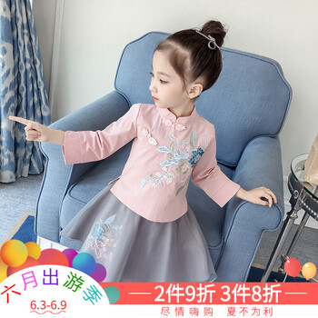 兒童麻連衣裙
