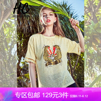 Hcollection 鏤空，印花，蕾絲 短袖 T恤 女 圓領(lǐng)