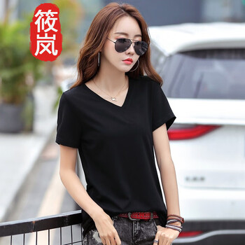 筱嵐（XIAOLAN） 立體剪裁 短袖 T恤 女 V領(lǐng)