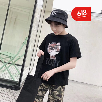 嘉曄（JIAYE） 五分袖 男士T恤 二羅T609黑色 