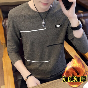 K-HUNTER 長(zhǎng)袖 男士T恤 咖啡色1802加絨 