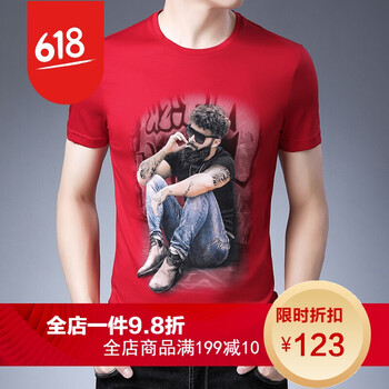 古萊登（GODLIKE） 短袖 男士T恤 953紅色：穿的 
