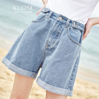 闊色（kuose） 高腰 直筒褲 女 短褲 牛仔褲