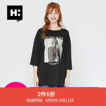 H:CONNECT 不對(duì)稱 短袖 T恤 女 圓領(lǐng)