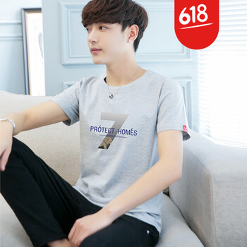 BOYGXG 短袖 男士T恤 灰色 XL，L，XXL，加大，XXXL，M
