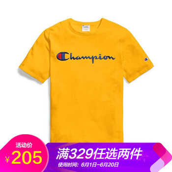 champion 短袖 男士T恤 C GOLD 黃色 