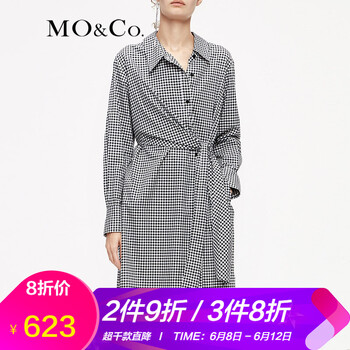MO&Co. 格子 綁帶 連衣裙