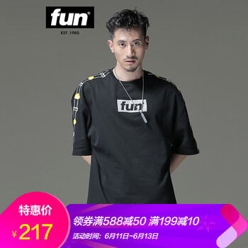 Fun 五分袖 男士T恤 黑色 