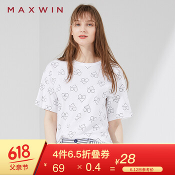 Maxwin 印花 短袖 T恤 女 圓領(lǐng)
