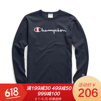 champion 長袖 男士T恤 Navy 深藍 