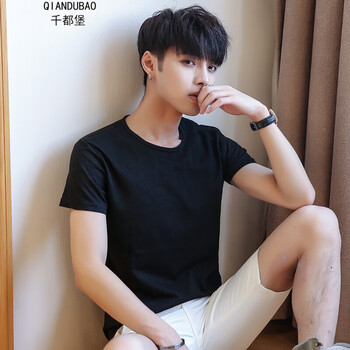 千都堡（QIANDUBAO） 短袖 男士T恤 黑 