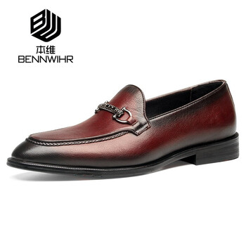 本維（BENNWIHR）男士酒紅色 38