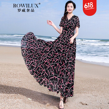 羅威奢品（ROWILUX） 幾何圖案 口袋 連衣裙