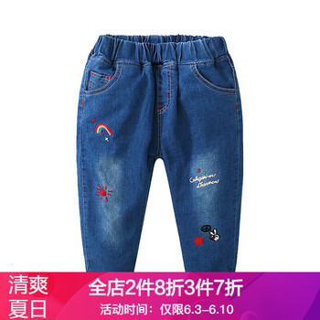 寶寶加厚牛仔棉褲女