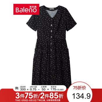 班尼路（Baleno） 圓點 紐扣 連衣裙
