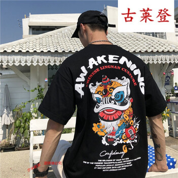 古萊登（GODLIKE） 短袖 男士T恤 T504舞獅黑色 
