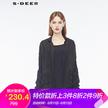 S.DEER 圓領(lǐng) 長(cháng)袖 女 短外套 花邊