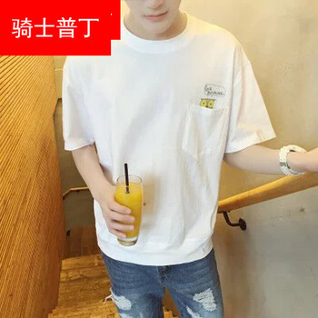 騎士普?。≒utin．rider） 五分袖 男士T恤 口袋貓頭白 