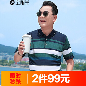 寶財羊 短袖 男士T恤 8061藍色 