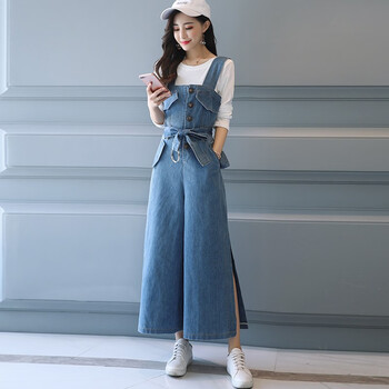 慕香 高腰 闊腳褲 女 長(cháng)褲 牛仔褲