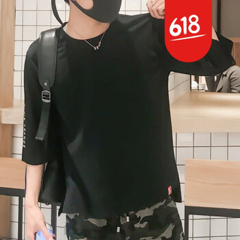 溫旅（WENLV） 五分袖 男士T恤 K852黑色 