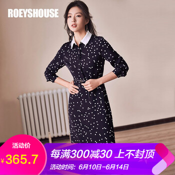 Roey s house 圓點 拼接，拉鏈，紐扣 連衣裙