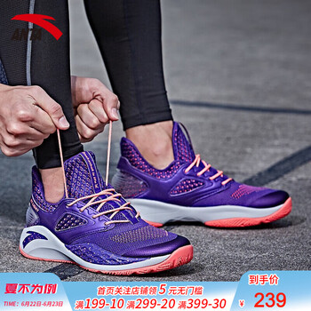 安踏（ANTA）籃球鞋-7/湖人紫/熒光活力粉/淡灰 