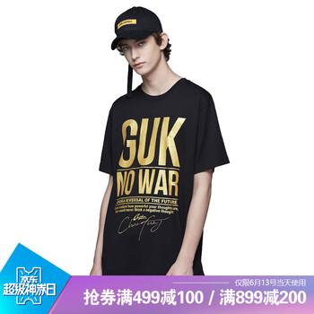 古由卡（GUUKA） 短袖 男士T恤 黑色 S，XL，L，XXL，M